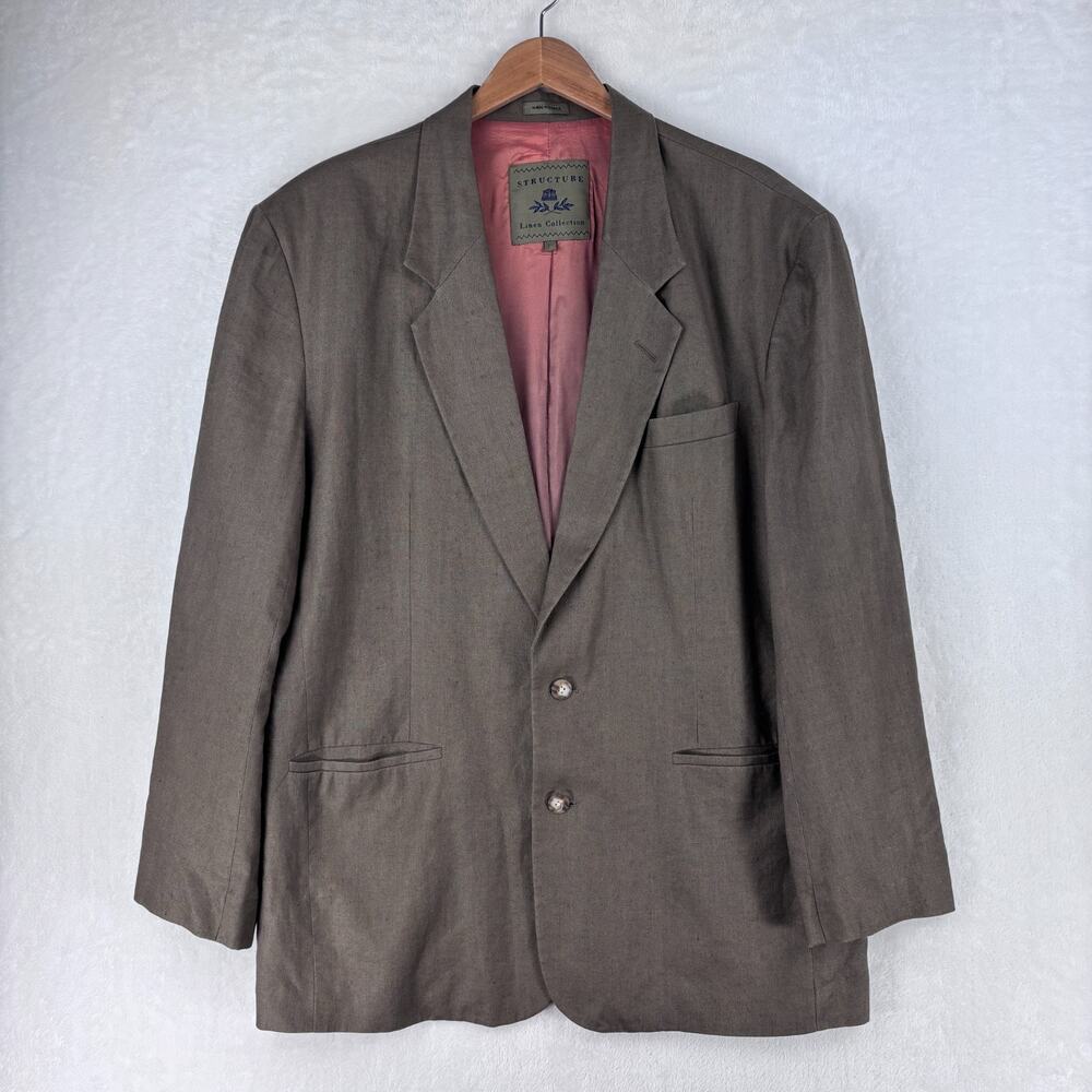 Structure Linen Collection Mens size L Linen Blazer Sports Jacket VTG 90s Y2K